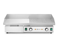 Bakplaat, half vlak, half geribbeld, HENDI, Budget Line, 400V/4400W, 720x460x(H)241mm