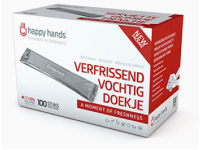 Verfrissingsdoekje 100st individueel verpakt Happy Hands