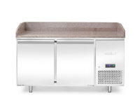 Pizzakoelwerkbank met granieten werkblad, 2-deurs, Arktic, 250L, graniet, 230V/250W, 1510x800x(H)875mm