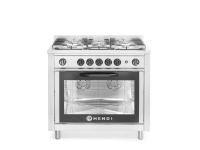 Gasfornuis - 5 pits met elektrische oven, HENDI, Kitchen Line, Zilver, 230V/2900W, 14,3kW, 900x653x(H)900mm