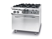 Gasfornuis Kitchen Line 4 pits met elektrische heteluchtoven GN 1/1