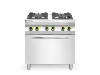 Gasfornuis 4-pits met convectieoven GN 1/1, HENDI, Kitchen Line, 230V/3000W, 19kW, 800x722x(H)900mm