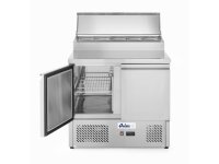 Saladette met 2 deuren en verhoogde GN vitrine 300L