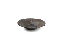 Diep bord 20,5xH5cm gestreept silver Brass