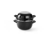 Mosselpan geëmailleerd - met deksel, HENDI, 2L, ⌀200x(H)180mm