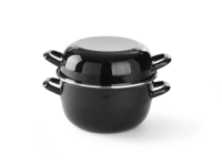 Mosselpan geëmailleerd - met deksel, HENDI, 4,2L, ⌀260x(H)210mm