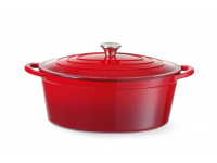 Braadpan geëmailleerd gietijzer, HENDI, 6,88L, Rood, 405x255x(H)134mm