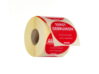 Voedselveiligheidsstickers, multifunctioneel, eenvoudig verwijderbaar, “EERST GEBRUIKEN”, HENDI, Rood, 500 st., ⌀50mm