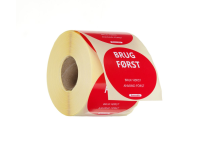 Voedselveiligheidsstickers, multifunctioneel, eenvoudig verwijderbaar, “EERST GEBRUIKEN”, HENDI, Rood, 500 st., ⌀50mm