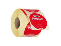 Voedselveiligheidsstickers, multifunctioneel, eenvoudig verwijderbaar, “EERST GEBRUIKEN”, HENDI, Rood, 500 st., ⌀50mm