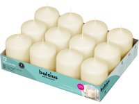 Bolsius Professional Stompkaarsen 8/6 cm 17 branduren Ivoor tray 12 stuks