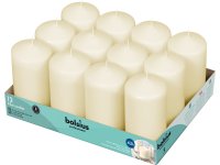Bolsius Professional Stompkaarsen 13/7 cm 40 branduren Ivoor tray 12 stuks