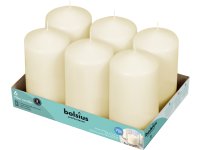 Bolsius Professional Stompkaarsen 15/8 cm 64 branduren Ivoor tray 6 stuks