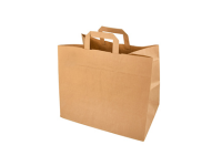 Draagtassen, papier 27x32x17cm Kraft bruin met handvaten pak a50