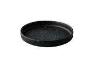 Bord opstaande rand zwart met blauwe spikkels 17cm