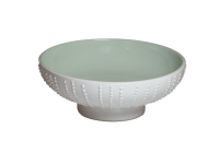 Urchin kom op voet celadon groen/wit 18,5 x 6,5 cm 800 ml