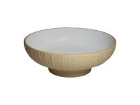 Urchin kom op voet parelwit/stone brown 18,5 x 6,5 cm 800 ml