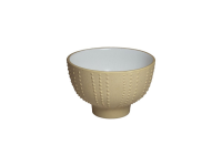 Urchin kom op voet parelwit/stone brown 12 x 7,7 cm 400 ml
