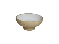 Urchin kom op voet parelwit/stone brown 12 x 5,2 cm 200 ml