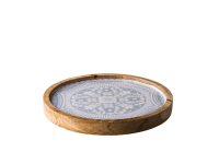 Marrakech bord licht mangohout blauw 25 cm